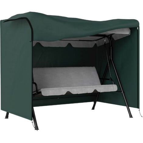 Outsunny Hollywoodschaukel Abdeckung 3 Sitzer, Wasserabweisend Winterfest Schutzhülle für Gartenschaukel, UV-Beständig Abdeckplane, Abdeckhaube, Reißfest 600D Oxford Gewebe, 205x124x164cm Dunkelgrün