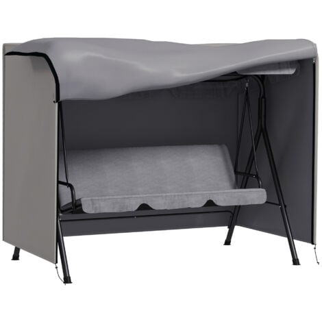 Outsunny Hollywoodschaukel Abdeckung 3 Sitzer, Wasserabweisend Winterfest Schutzhülle für Gartenschaukel, UV-Beständig Abdeckplane, Abdeckhaube, Reißfest 600D Oxford Gewebe, 205x124x164cm Grau