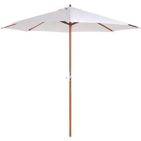 Outsunny Holz Sonnenschirm Holzschirm Gartenschirm Balkonschirm 2,5m Creme