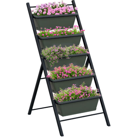 Outsunny Indoor Outdoor Vertical Raised Garden Bed with 5 Removable Tray