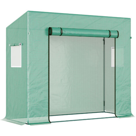 Outsunny Invernadero 200x77x169 cm Tubo de Acero 1 Puerta 2 Ventanas Tomates Semillero