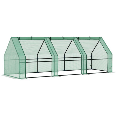 Outsunny Invernadero 2'7 Metros Tubo Acero 270x90x90cm Tomates Plantas Flores PE 140 g/m²