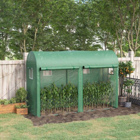 Outsunny Invernadero de Exterior 300x100x200 cm Invernadero de Jardín Invernadero con 4 Ventanas 2 Puertas Cubierta de PE 140g/㎡ y Marco de Acero para Cultivos Plantas Flores Verde