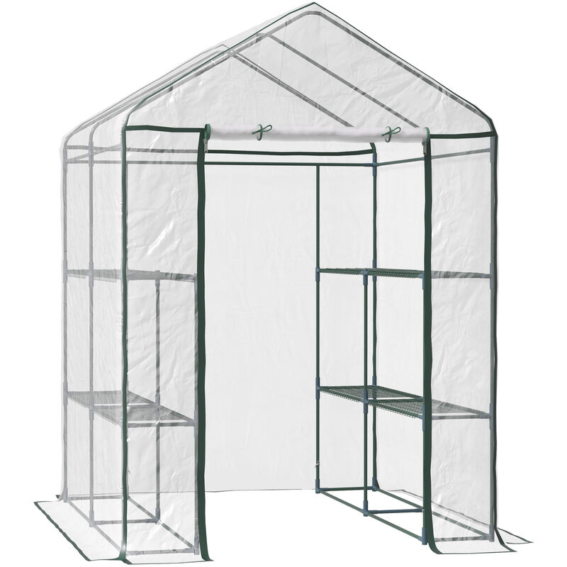 

Invernadero Transparente de Jardín Vivero Casero Plantas 3 Pisos 143x143x195cm - Transparente y verde