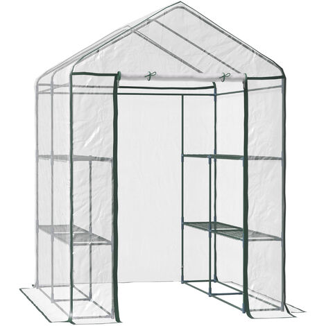 Outsunny Invernadero Transparente de Jardín Vivero Casero Plantas 3 Pisos 143x143x195cm