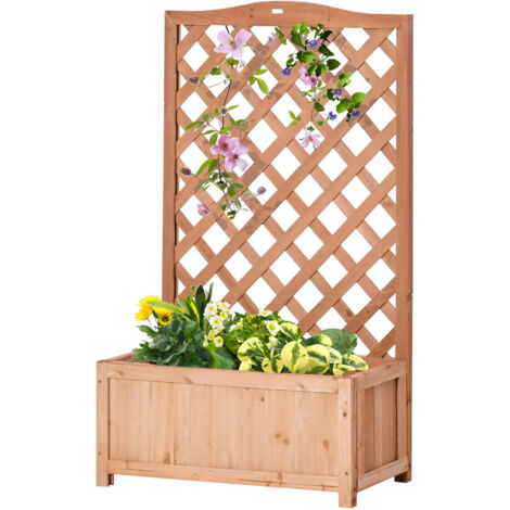 Outsunny Jardinière Treillis Bois Sapin Huilé 70x28x117 cm