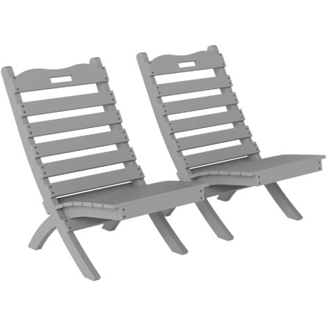 Outsunny juego de 2 sillas de jardín de madera sillas exteriores con diseño listones y respaldo inclinado carga 120 kg para terraza 78x48x76 cm gris