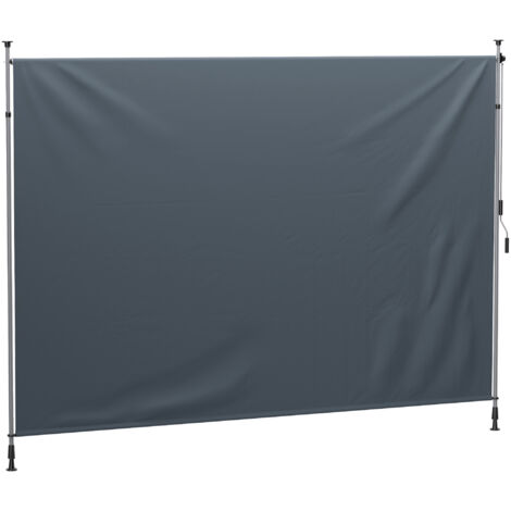 Outsunny Klemmmarkise mit Handkurbel höhenverstellbar Gelenkarmmarkise Markise ohne Bohren Sonnenschutz UV-beständig, inkl. Wandhalterung Sonnenmarkise 350 cm breit für Terrasse Balkon, Dunkelgrau
