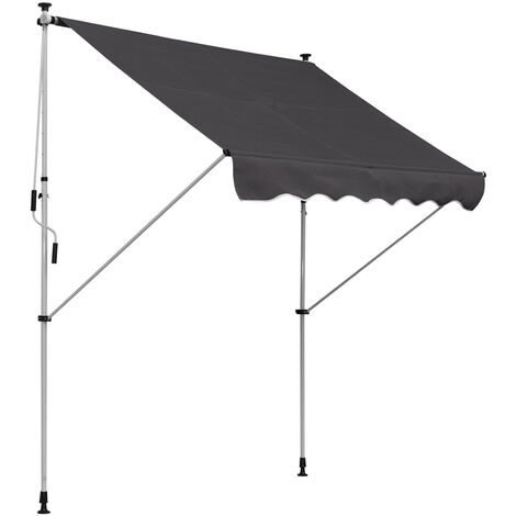 Outsunny Klemmmarkise mit Handkurbel höhenverstellbar Gelenkarmmarkise schmutzabweisend, witterungsbeständig Balkonmarkise 150cm breit Terrassenmarkise für Terrasse Balkon Veranda Grau