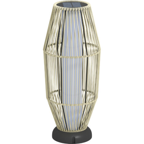 Outsunny Lampada da Esterno Solare con Illuminazione LED in Rattan Grigio
