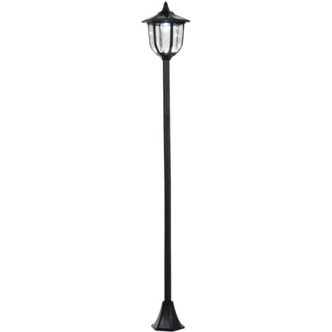 Outsunny – Lampadaire d'extérieur solaire noir – LED 60 lm – Acier inoxydable – Autonomie 6-8h – IP44 pour éclairage chemin et jardin - LED 60 LM MAX