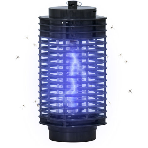 Outsunny Lampe anti-insectes anti moustique design lanterne tue mouche électrique destructeur d'insectes LED 3 W noir - Noir
