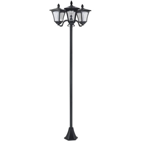 Outsunny Lampione da Giardino a Energia Solare con 3 Luci LED Nero