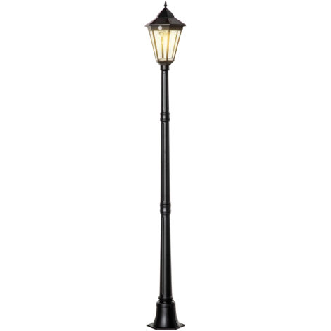 Outsunny Lampione da Giardino Solare con Luce LED e Sensore di Movimento Nero