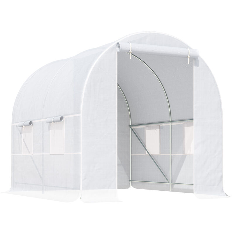 Outsunny Large Walk-in Greenhouse Poly Tunnel White (2.5L x 2W x 2H (m))