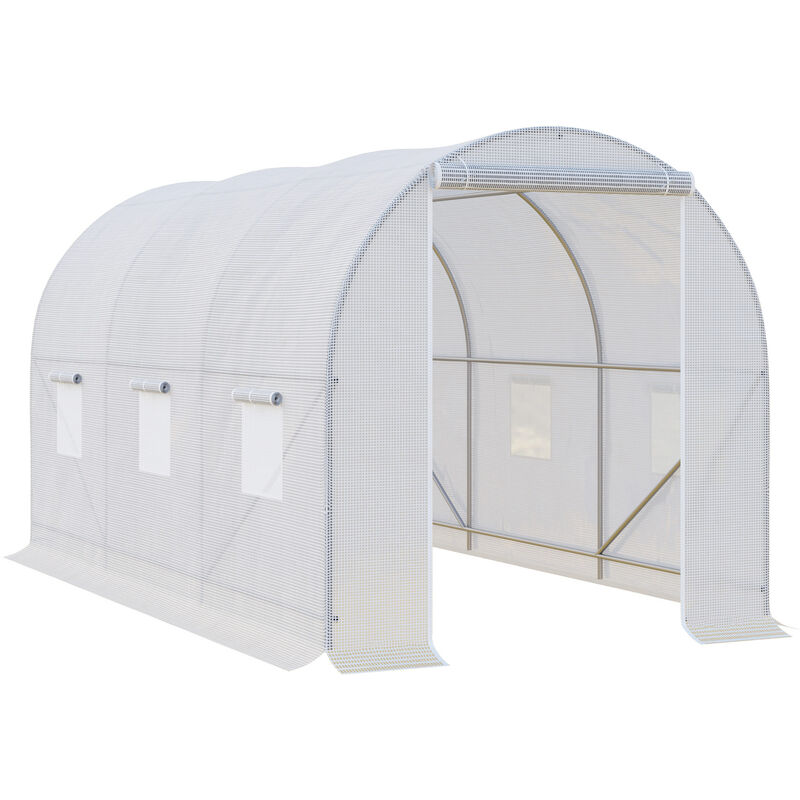 Outsunny Large Walk-in Greenhouse Poly Tunnel White (3.5L x 2W x 2H (m))