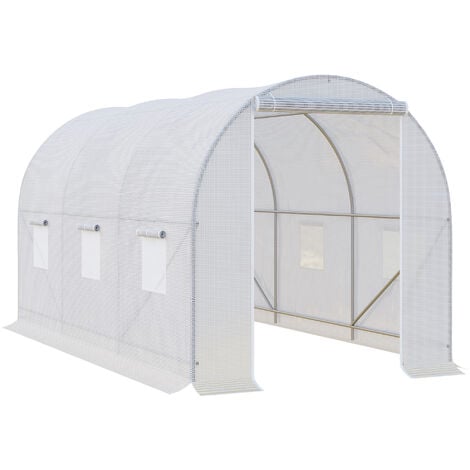 main image of "Outsunny Large Walk-in Greenhouse Poly Tunnel White (3.5L x 2W x 2H (m))"