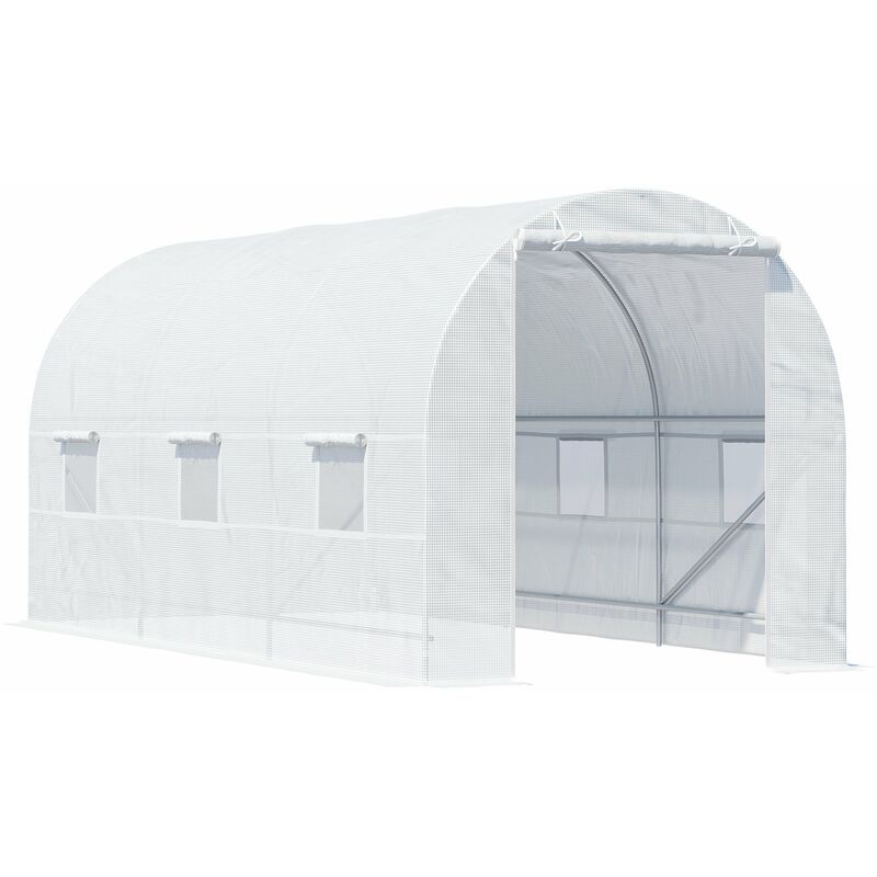 Outsunny Large Walk-in Greenhouse Poly Tunnel White (4.5L x 2W x 2H (m))