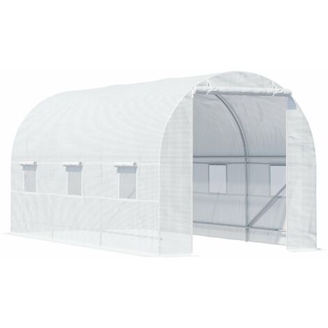 Outsunny Large Walk-in Greenhouse Poly Tunnel White