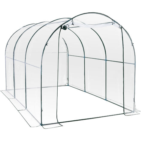 main image of "Outsunny Large Walk in Transparent Dome PVC Greenhouse Green Grow House Steel Frame 350x200x200cm"
