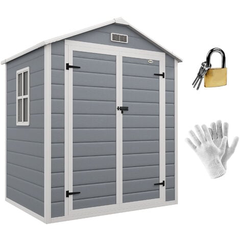 Outsunny Lean to Garden Shed Plastic Tool Storage House w/ Lockable Door 183W x 134D x 210Hcm