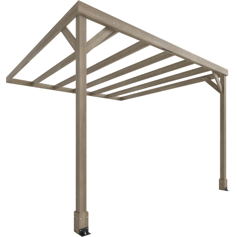 Outsunny Lean-To Wooden Pergola Kit, Grape Trellis with Stable Structure