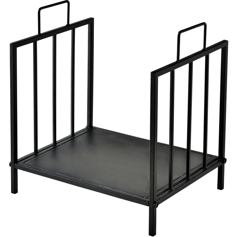 

Outsunny - Leñero Estante de Leña para Chimenea Tradicional con Asas 44,5x33x46,5 cm Negro - Negro