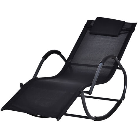 soriani Sedia Sdraio Zero Gravity Reclinabile Pieghevole in Ferro e Textilene Gran Relax Rio Nera