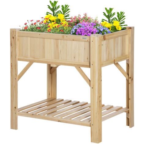 Outsunny Letto per Orto Rialzato in Legno di Abete con 6 Scomparti