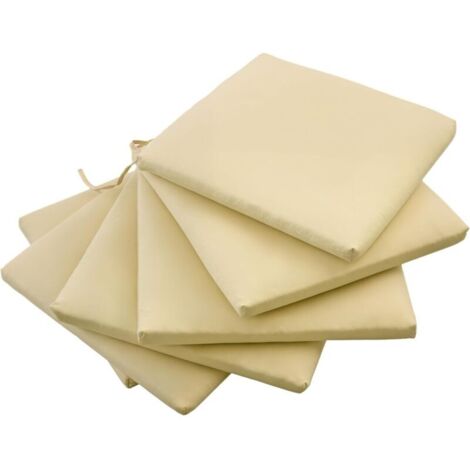 Outsunny Lot de 6 Coussins de Chaise de Jardin - Coussin Chaise extérieur Rembourrage 3 cm Tissu Polyester dim. 42L x 42l cm Beige