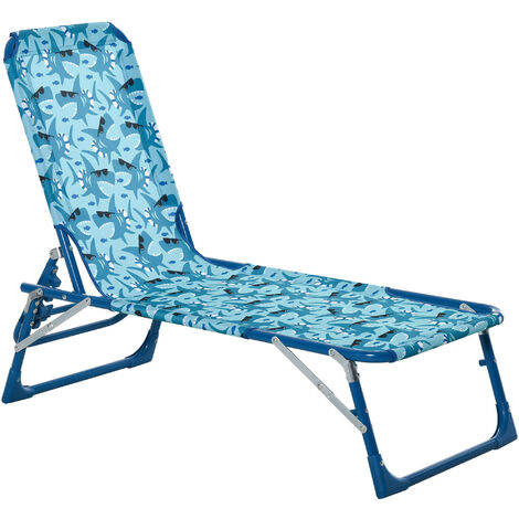 Outsunny Lounge Chair for Kids Foldable Adjustable 118 x 40 x 24cm Blue