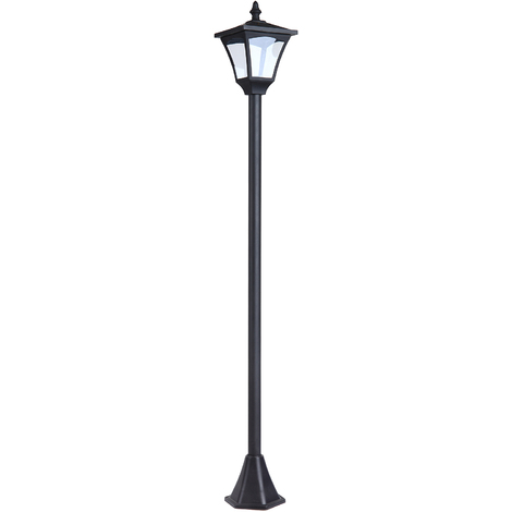 Outsunny Luminaire extérieur solaire lampadaire lanterne classique LED 10 Lm dim. 15L x 15l x 120H cm noir - Noir