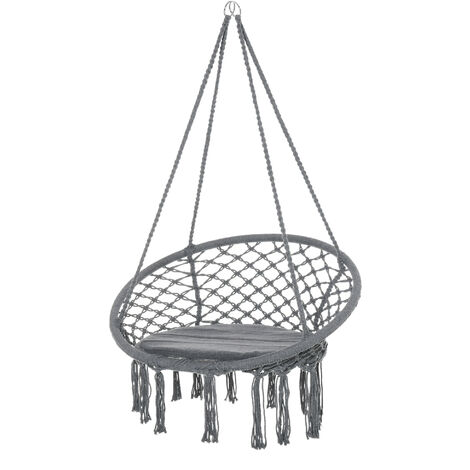 Outsunny Macrame Hanging Chair Swing Hammock for Indoor & Outdoor Use