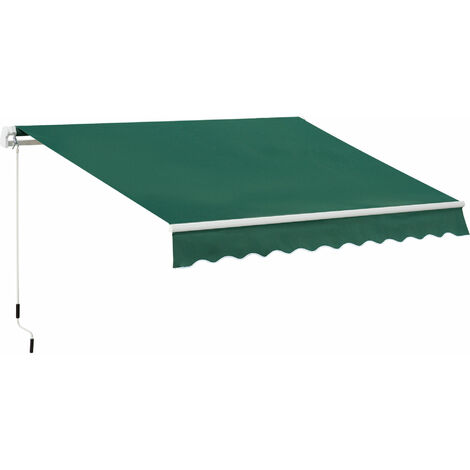 Outsunny Manual Retractable Awning Garden Shelter Canopy 3 x 2m Green