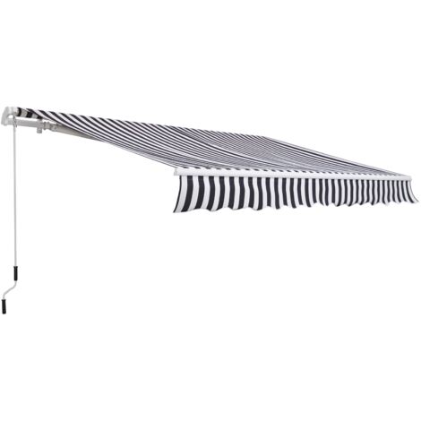Outsunny Markise Gelenkarmmarkise Sonnenschutz mit Handkurbel 3,5 x 2,5 m Grau+Weiß Alu Polyester