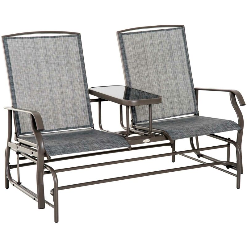 

Outsunny - Mecedora de 2 Plazas Silla Basculante de Metal y Texteline para Jardín Patio - Gris