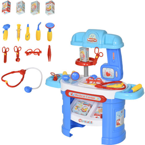 HOMCOM Juego de Médico Realista para Niños de +3 Años 26 Piezas Educativo 66x30x68 cm