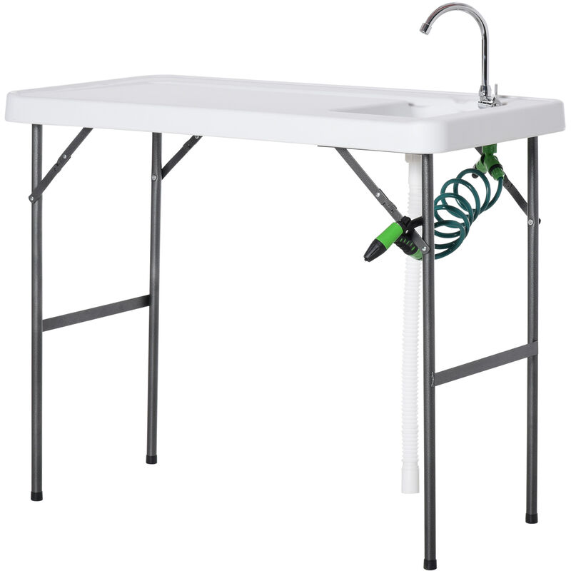 

Mesa Plegable de Picnic con Fregadero y Grifo para Camping 114,5x59x94,5cm - Blanco