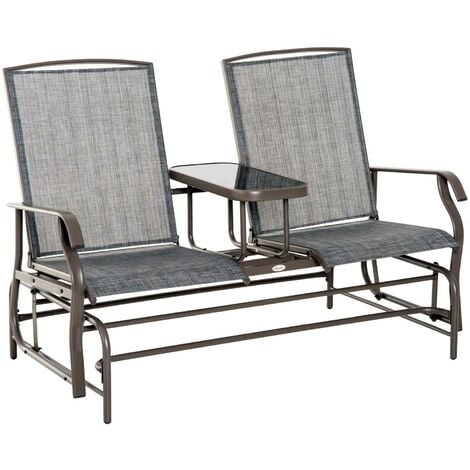 Outsunny Metal Double Swing Chair Glider Rocking Chair ...