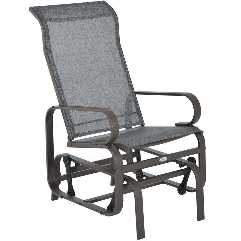 Metal Frame Outdoor Garden Gliding Rocking Chair Seat Furniture Grey - Outsunny