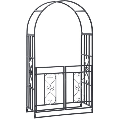 Outsunny Metal Garden Arch with Double Gate, Garden Arbor Climbing Plants