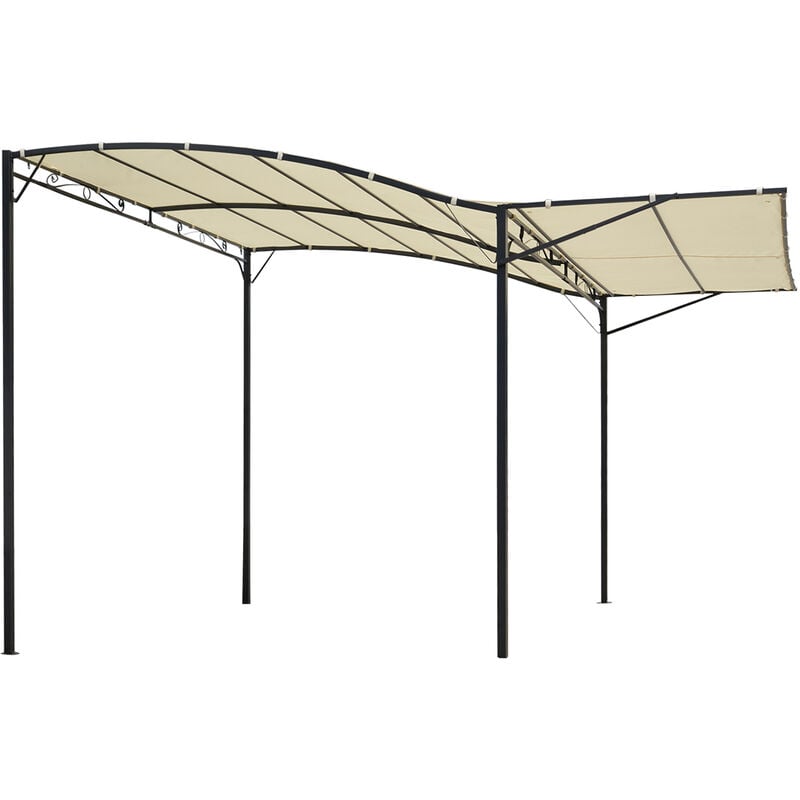 3 x 2.5m Patio Metal Gazebo Pergola Wall Mount Outdoor Shelter Cream - Cream White and black - Outsunny