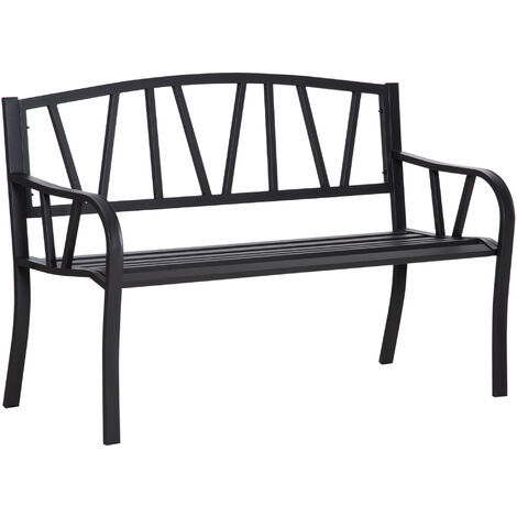 Outsunny Metal Loveseat 2-Seater Outdoor Furniture w/ Ergonomic Armrest
