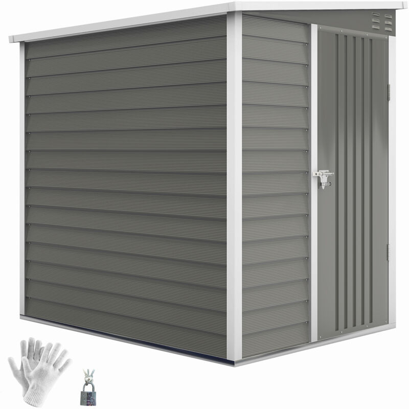 Outsunny Metall Gerätehaus 2, 3m² 142x184x181cm Geräteschuppen Mit Fundament Pultdach Fenster Abschließbar Tür Handschuhe Wetterfest Gartenhaus Outdoor