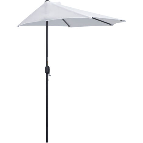 Outsunny Mezzo Ombrellone da Terrazza con Apertura a Manovella 2.6x1.35 m Bianco