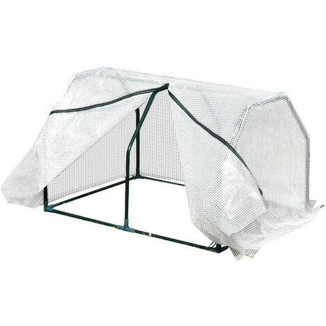 Outsunny Mini  Greenhouse Grow House PVC Cover Steel Frame White 99 x 71 x 60cm