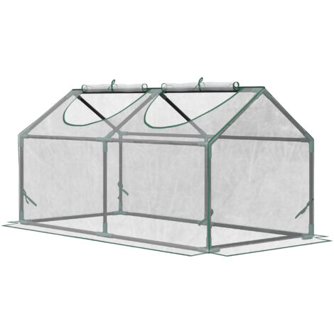 Outsunny Mini Serra da Giardino con 2 Finestre Avvolgibili e Copertura PVC Anti-UV, 119x60x60cm, Trasparente