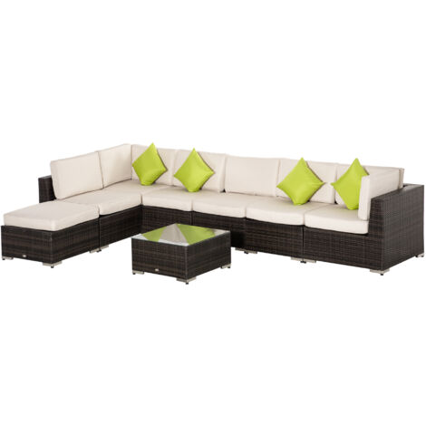 Outsunny Mobili da Giardino Salotto da Giardino Componibile Set 8 Pz