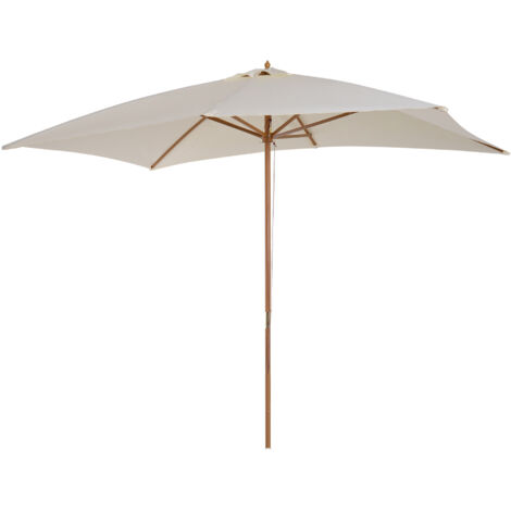 Outsunny Ombrellone 2x3 m da Giardino Impermeabile in Legno e Poliestere Beige