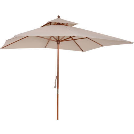 Outsunny Ombrellone 3x3 m da Giardino e Terrazza con 8 Stecche in Bamboo